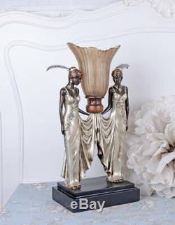 Vintage Table Lamp Art Deco Female Figure Ancient Fächerschirm