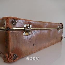 Vintage Travel Cardboard Suitcase Brass Art Deco Belle Epoque 1920 1930 France