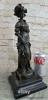 Vintage Victorian Art Nouveau Artist Signed Bronze Patina Spelter Cast Gift