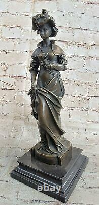 Vintage Victorian Art Nouveau Artist Signed Bronze Patina Spelter Cast Gift