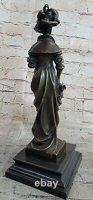 Vintage Victorian Art Nouveau Artist Signed Bronze Patina Spelter Cast Gift