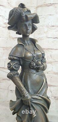 Vintage Victorian Art Nouveau Artist Signed Bronze Patina Spelter Cast Gift