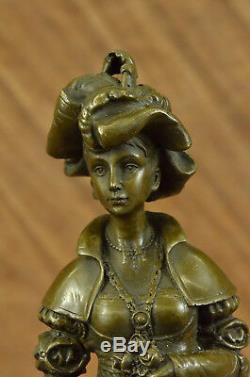 Vintage Victorian Style Art Nouveau Artist Signed Bronze Patina Figurine Cast Iron