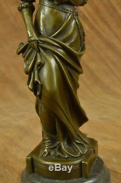 Vintage Victorian Style Art Nouveau Artist Signed Bronze Patina Figurine Cast Iron