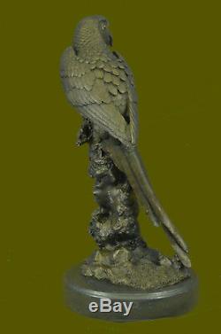 Vintage Vienna Bronze Bird Parrot On Chain Figurine Austria Art Deco