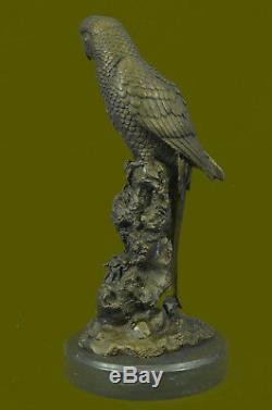 Vintage Vienna Bronze Bird Parrot On Chain Figurine Austria Art Deco