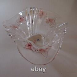 Vintage White Pink Crystal Art Nouveau Decor Table Home Empty Pocket Tray N7327