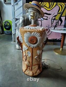 Vintage Years 70 Flower Power Style Art New Table Lamp