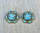 Vintage Clip Earrings With Turquoise Stone, Art Nouveau Jewelry
