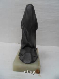 Vintage religious statue in regule on marble art nouveau St. Bernadette J. Dalson