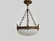 Vintage Suspended Art Nouveau Style Ceiling Light With 1 White Glass Lampshade