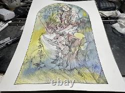 Watercolor COA Original Art Vintage Nouveau Woman 12 inches x 16 inches A3