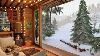 Winter Cozy Cabin In Snowfall With Crackling Fireplace Sound Relaxing Wind And Snow Falling Ambience