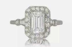 14K or Blanc FN 925 Fiançailles Parfait Vintage Art Déco Bague 2Ct Diamant