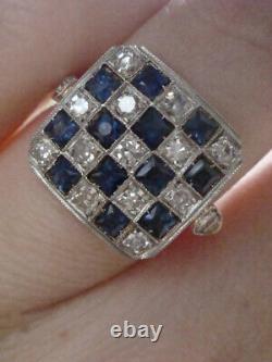 1.35 Cts Diamants Saphirs Vintage Art Déco Edouardien 925 Argent Fiançailles