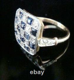 1.35 Cts Diamants Saphirs Vintage Art Déco Edouardien 925 Argent Fiançailles