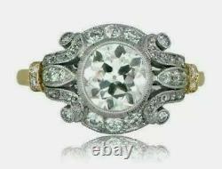 2Ct Vintage Diamant Circa Ancien Art Déco Fiançailles Bague 14k Jaune or Sur