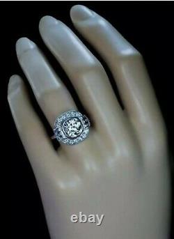 2.36 CT Diamant Parfait Vintage Art Déco Fiançailles Bague 14K Plaqué or Blanc