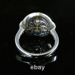 2.48 Cts Rond Diamants Saphirs Antique Vintage Art Déco 925 Argent Fiançailles