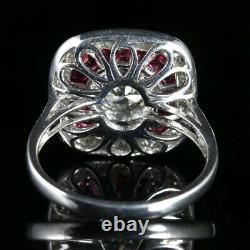 2.75 Cts Diamants Français Coupe Rubies Vintage Art Déco 925 Argent Fiançailles