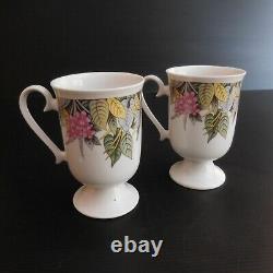 2 tasses muges café céramique porcelaine vintage déco art nouveau Corée N4212