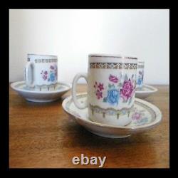 3 tasses café céramique porcelaine vintage art nouveau déco design PN France N59