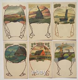 6 Carte postale vintage postcard 1900 Meissner buch leipzig Art nouveau