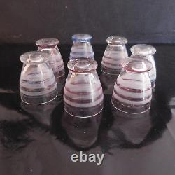 7 verres miniatures liqueur vintage art nouveau déco design XXe PN France N2805