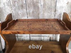 Ancien Plateau De Service ART NOUVEAU Marqueterie Bois & Nacre Vintage #A840