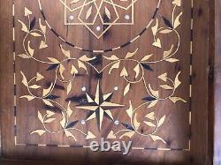 Ancien Plateau De Service ART NOUVEAU Marqueterie Bois & Nacre Vintage #A840