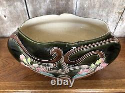 Ancienne Jardinière Art Nouveau G De Bruyn Céramique Émaillée Vintage #A918