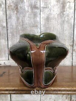 Ancienne Jardinière Art Nouveau G De Bruyn Céramique Émaillée Vintage #A918