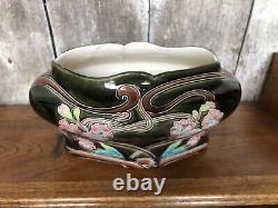 Ancienne Jardinière Art Nouveau G De Bruyn Céramique Émaillée Vintage #A918