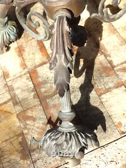 Ancienne armature bronze de plafonnier à griffes vintage collection art nouveau