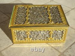 Ancienne boîte coffret en argent et bronze doré ERHARD & SOHNE Germany vintage