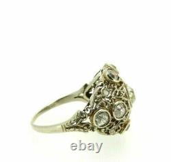 Anneau Antique Art Nouveau Or Massif 18k Vintage avec Diamant 2,2 CT en Tout