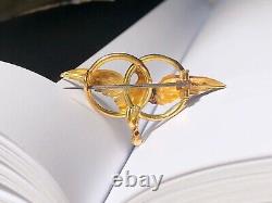 Antique 18k gold pearl eagle brooch pin Art Nouveau vintage unisex jewellery