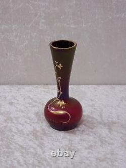 Antique Art Nouveau Design Vase en Verre Lustre Vintage Um 1900 12,5 CM