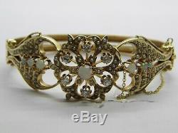 Antique Bracelet en Or Art Nouveau Vintage Rigivo Diamants Opales Perles America