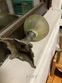 Antique Lampe à Pétrole Vintage vide à restaurer rinceaux coquille art nouveau
