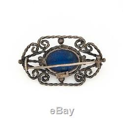 Antique Vintage Art Nouveau Sterling 800 Argent Italien Lapis Lazuli Broche