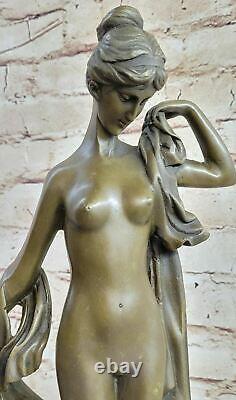 Antique Vintage Style Art Déco Nouveau Spelter Bronze Femme Sculpture Statue Nr