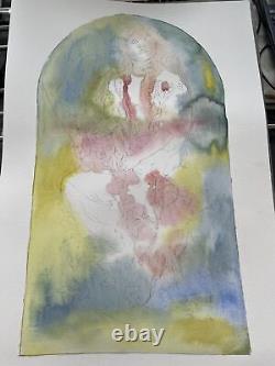 Aquarelle COA Original Art Vintage Nouveau Femme 12 pouces x 16 pouces A3