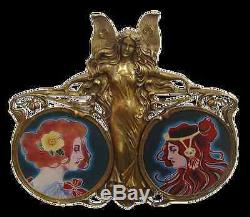 Art Nouveau Bronze Ange Sculpture Porcelaine Assiette Vintage Décoration Cadeau