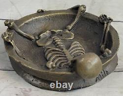 Art Nouveau Bronze Femelle Figurine Vintage Cendrier Squelette En Amour Cadeau