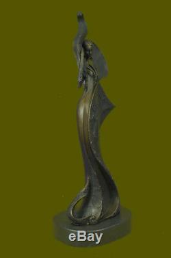 Art Vintage'Theatre' Jazz Singer Actrice Dancer Bronze Marbre Statue Artwork