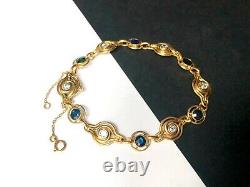 Art nouveau 18k gold chain bracelet fancy links vintage diamond sapphire