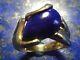 Bague Vintage Or 18k 750 + Lapis Lazuli Art Nouveau / Déco 7,09g T59