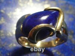 Bague Vintage Or 18k 750 + Lapis Lazuli Art Nouveau / Déco 7,09g T59