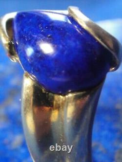 Bague Vintage Or 18k 750 + Lapis Lazuli Art Nouveau / Déco 7,09g T59